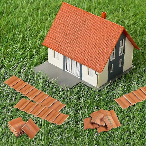 Miniatyr takstein for modellbygging, 100 deler tilbehør brick red