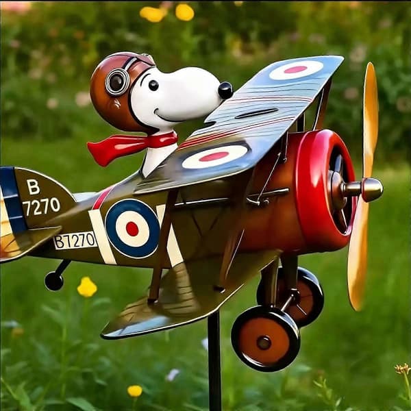 Snoopy Pilot Havevindfløj Vindmølle Udendørs Gårdsplads Dekoration Propel Rotation Design
