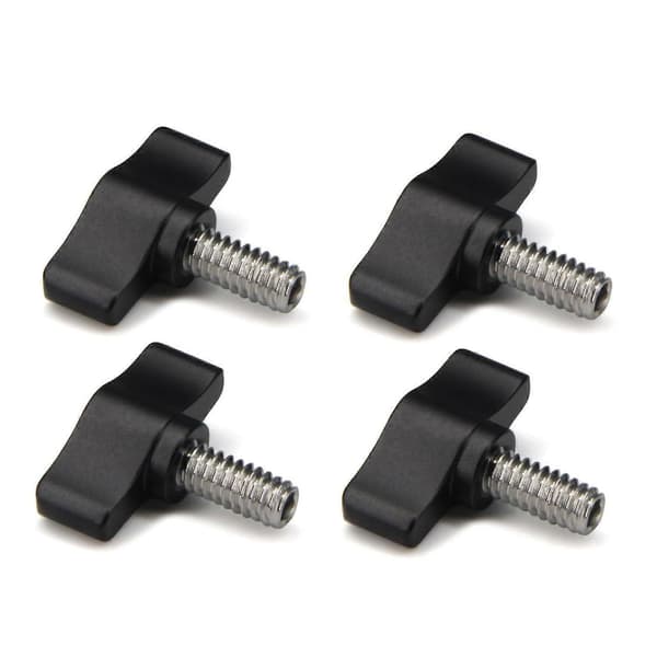 4 stk. 1/4\"-20 x 1/2\" Tommelskrue Rustfrit Stål Standard/Grov Gevind Sort