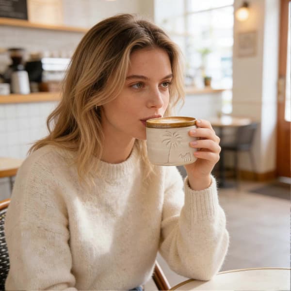 Rustik keramisk kaffekop – med kunstnerisk flair – til køkken og café M