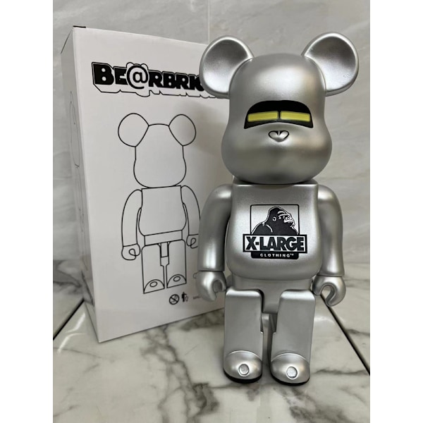 Bearbricks 400% Violent Bear Byggklossar Björnmodell Handgjord Samlarleksak Present Mode Ornament Skulptur Staty 28CM Silver
