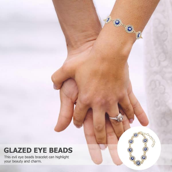 Justerbart Evil Eye Armbånd Håndkæde med Blå Charm til