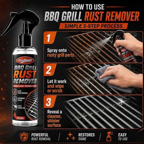 Grillrustfjerner, fjerner raskt gjenstridig rust og gjenoppretter metallisk glans 1pcs