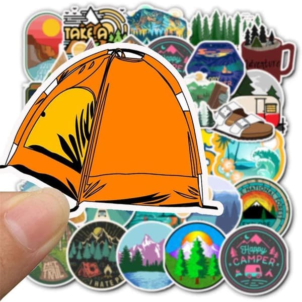 50x Stickers and Decals - Camping multicolor multifärg