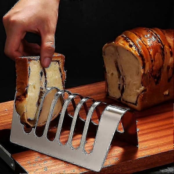Kølegitter 6 skiver slots toaststativ rustfrit stål brødholder til brød QHHJV