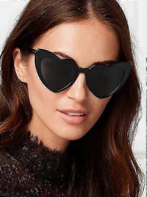 Hjerteformede solbriller til kvinder, trendy søde mode hjertebriller retro Taylor solbriller | Fruugo Black