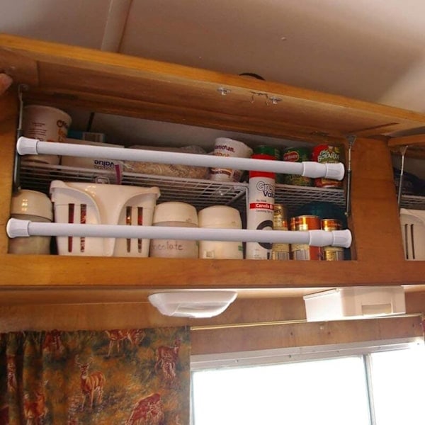 Sett med 6 uttrekkbare stenger uten boring, gardinstenger for garderobe, bad, kjøkken (hvit, 30-50cm)