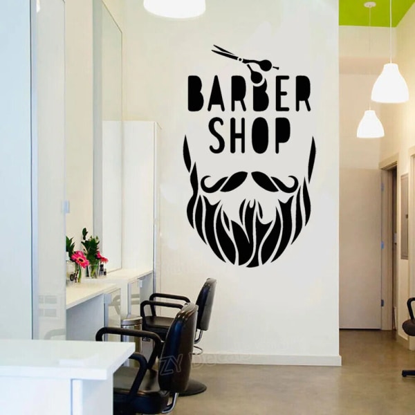Removable Hair Beauty Salon Barbershop Beard Scissors Wall Stickers Fashion