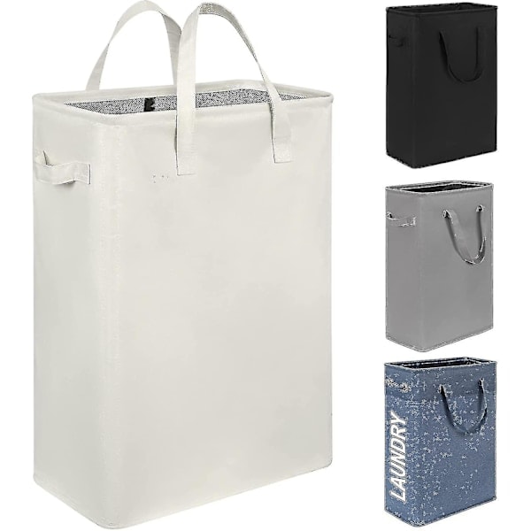 Smal kleskurv Slank kleskurv med sammenleggbart håndtak Skittentøy Bærbar smal kleskurv Organiseringsbokser (55 cm, Beige)