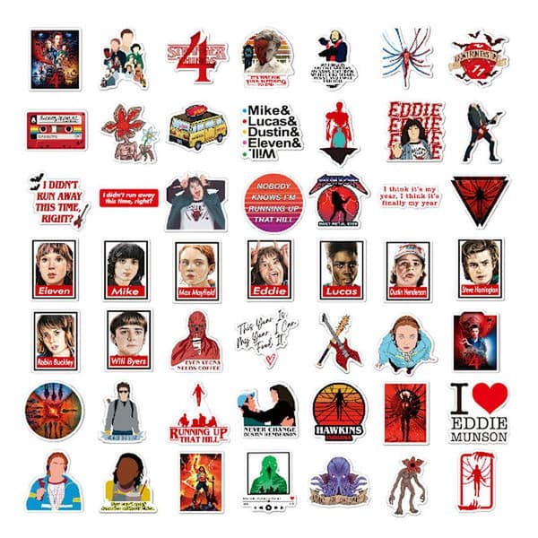 100 kpl amerikkalaisia TV-sarjoja Stranger Things hauskoja tarroja