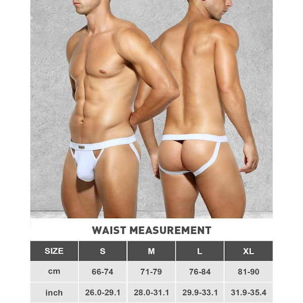 Herr Athletic Supporter Stretch Undertøy Mesh Jock Strap Multipack Hvit White M