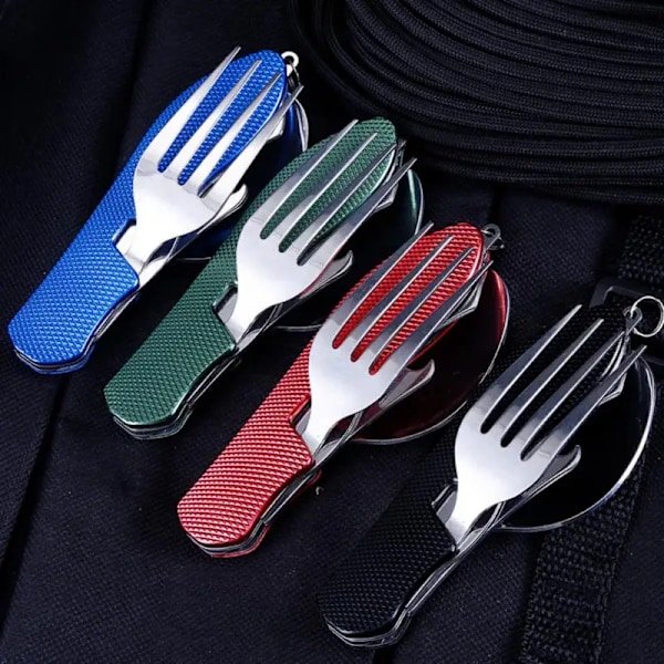 Folding Knife Fork Spoon Camping Cutlery Tourism Outdoor Tablewares Portable Camping Supplies Equipment For Hiking Picnic Travel