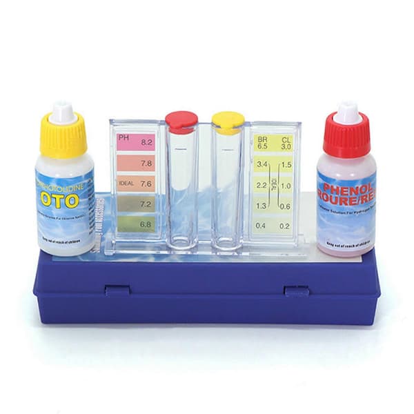 5X testkit för pool och spa-vatten, testkit för pH och fritt klor, testbox för syra-basvatten