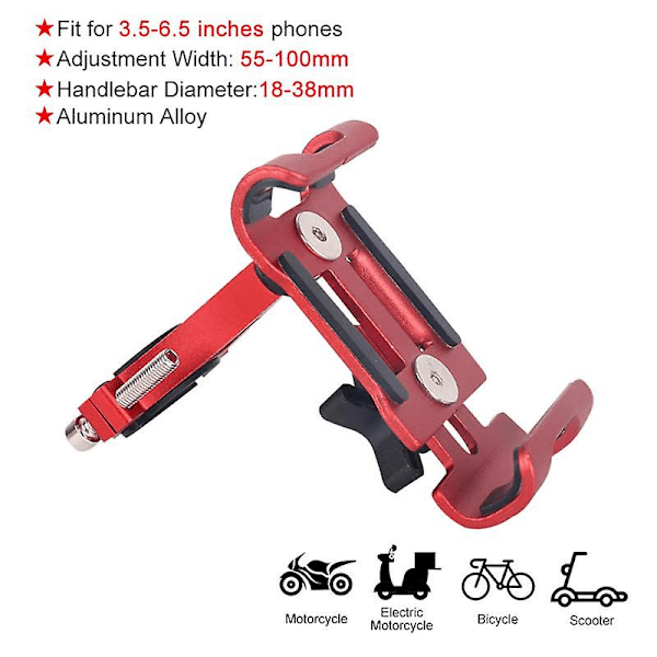 Ryra Metal Bike Phone Holder Motorcycle Aluminum Alloy Anti-slip Bracket red Non rotatable