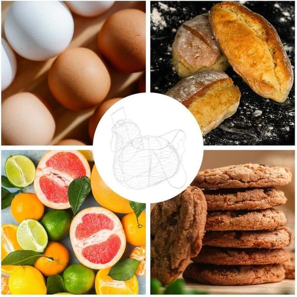 Trådkurv for egg, oppbevaringskurv for egg, påskepynt for å bære og samle frukt, mat, hønseegg, grønnsaker white