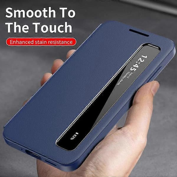 Til Samsung Galaxy S26+ / S26 Plus 5G Smart View Window Lædercover Blue