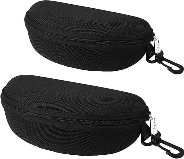 Eyeglass Case, (2-Pack) Hard Shell Glasses Case for Women and Men, Portable Protective Box with Zipper and Hook