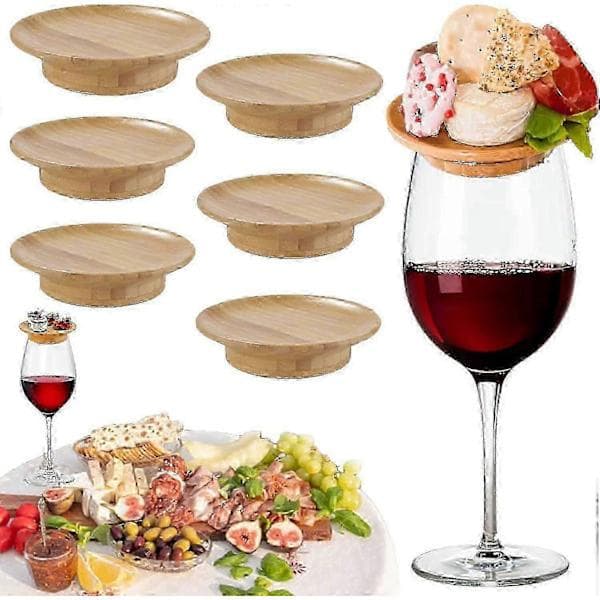 Set med 6 dekorationer för vinglas charkbricka bambuplatta aperitif Delar 0619