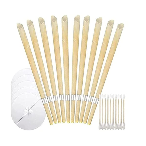 40 Pcs Handcrafted Ear Wax Removal Kit, Made With 100% Beeswax Coated Paper