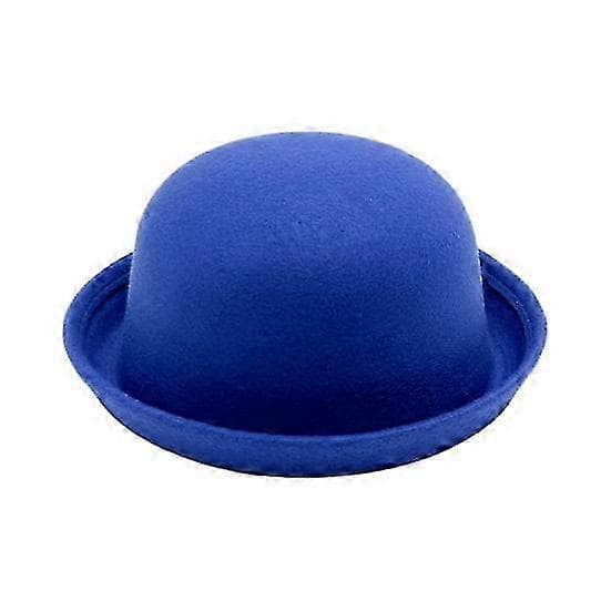 Flat-top Fedora Hatt Unisex Ensfarget Imitert Ull Retro Rund Lett Jazzhatt 56-58cm Hodeomkrets royal blue