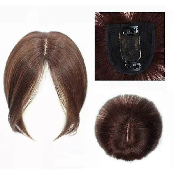 Ekte Topper Midt Side Part Menneskehår, Hårtopper for Kvinner dark brown