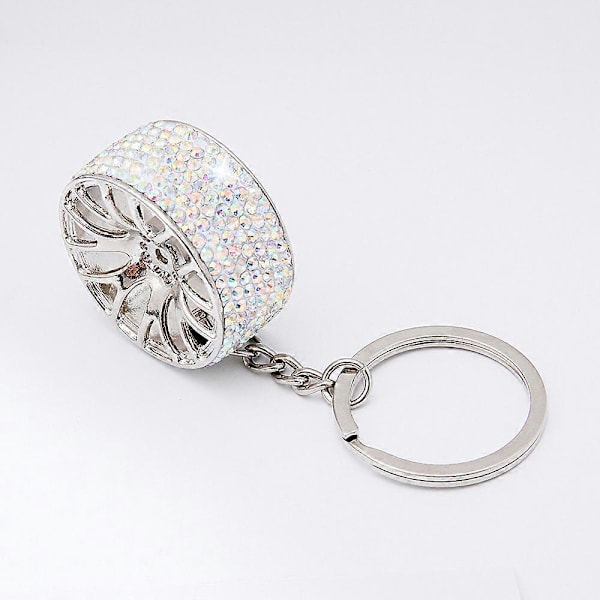 Nøglering med rosaglitter og diamant