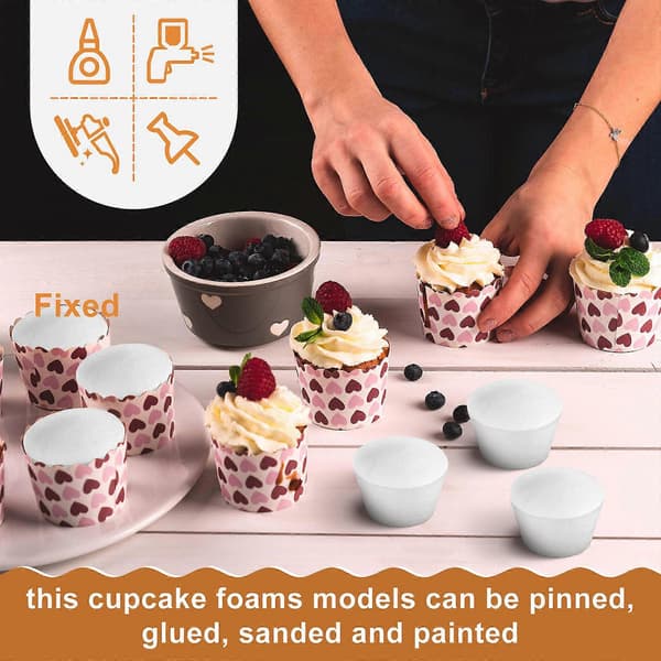 Craft Foams Cupcake-kakemodell for dekorasjonsøving, 20 stk. skum, hvit
