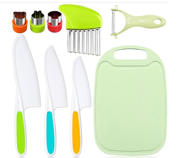 Kids Kitchen Knives Kitchen Set Kids Cookware Multicolored 9-piece set-1