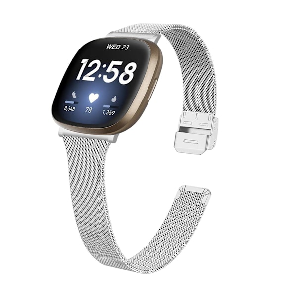 Remme for Fitbit Versa 4/Sense 2 - Urremme i rustfritt stål, Milanese Smart Band, erstatning for urremme