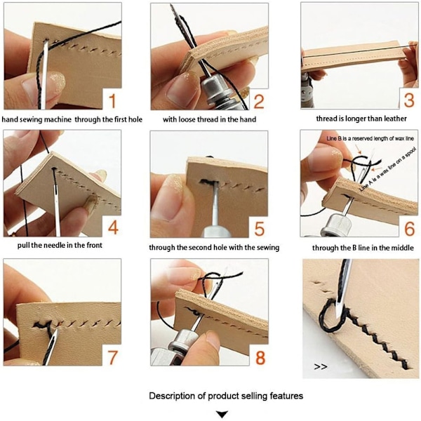 DIY Håndlæderværktøj Læderfabrik Hæfte Sy Hål Automatisk Hål Læderhåndværk Værktøj Super Skærvax Linje Håndkunst Nål Sy Maskine