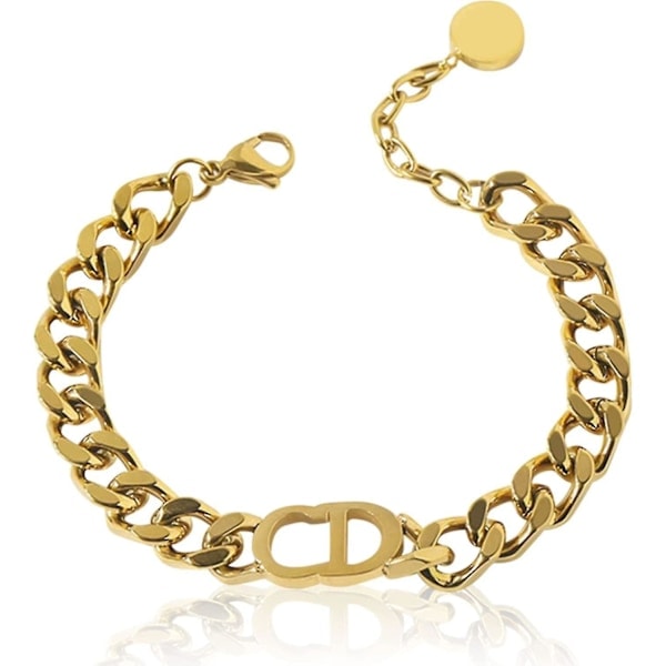 18k Guldbelagt Mode Rustfrit Stål Armbånd - Brev Cd Armbånd - Punk Style Hip