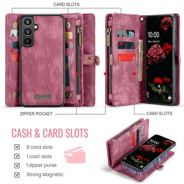 CaseMe 008 Avtakbart Multifunksjonelt Lærfutteral For Samsung Galaxy A16 5G