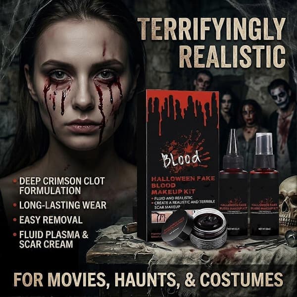 Halloween Falsk Blod Makeup Sæt Realistisk SFX Blod til Kostumefester 1set 50ml+50ml+30ml