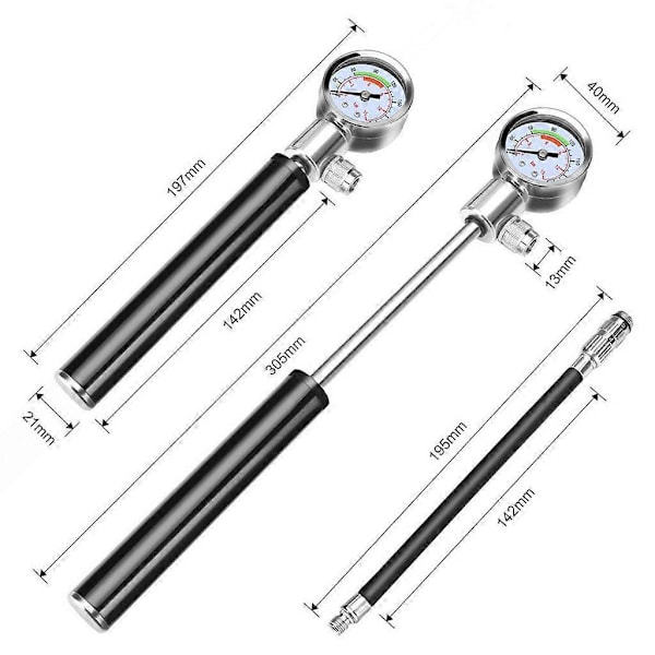 Mini Cykelpump Inflator Tålig MTB Cykelpump Tryckmätare Cykelpump