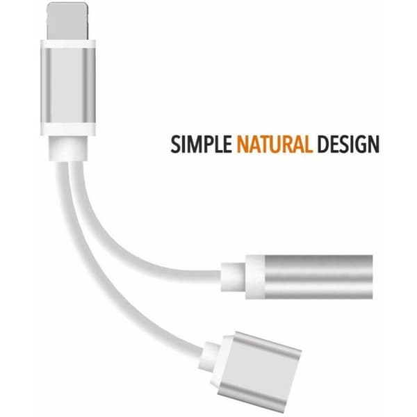 Sølv Lightning-adapter, 3,5 mm opladning og synkronisering y-kabel
