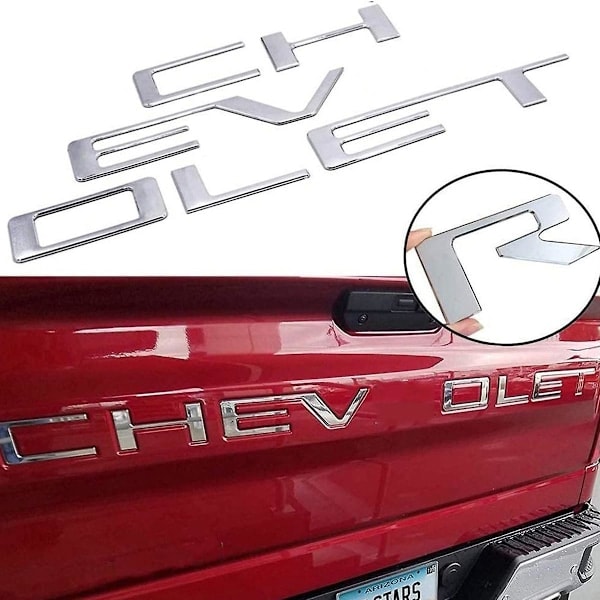 Bil Bagklap Indsatser Bogstaver 3D Hævede Bageste Emblem Mærkat Klistermærker 3M Limet Bagside Til Chevrolet Silverado Farvet Flag