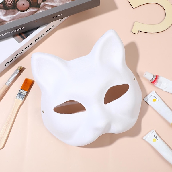 10 st Maskerad Katt Ansiktsmasker Gör-det-själv Festmasker Rekvisita Måla