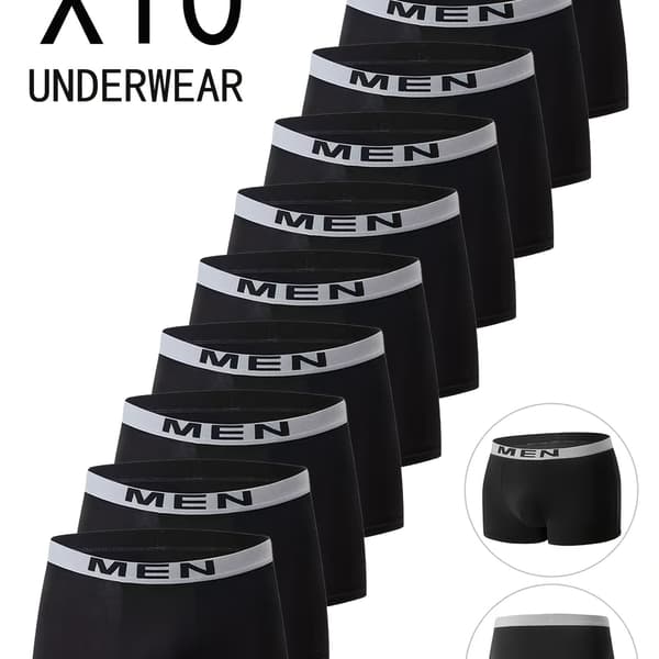 10-pack Men's Solid Boxer Briefs, Comfortable Breathable Stretch Underwear, for Sports or Casual Home Use Black 10-pack Black 10-pack S