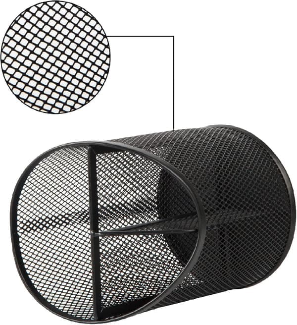 Black 2-pack Pen Holder - Round Mesh Pen Organizer with 3 Compartments for Office, Home, School