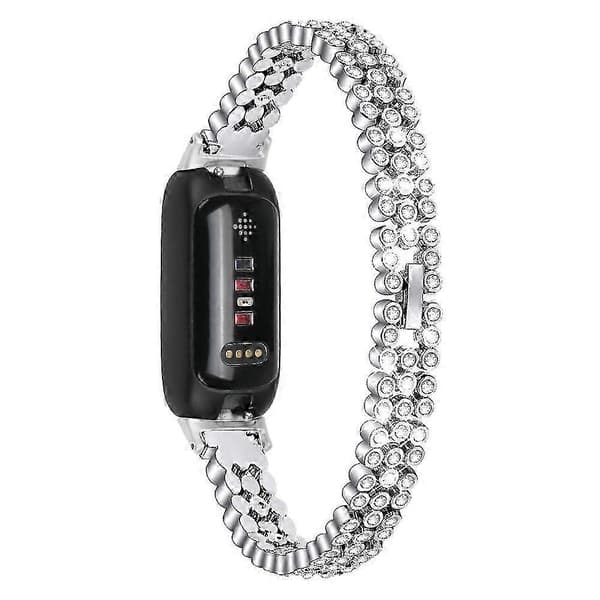 For Fitbit Inspire 3 Rhinestone Dekor Legering Håndleddsrem Erstatning Smartklokkebånd Style C