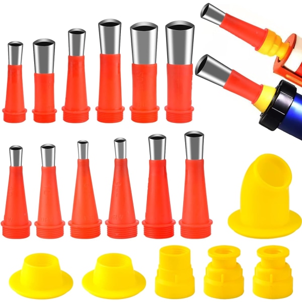 Universal Integrated Rubber Nozzle Tool Kit - 20 Piece Stainless Steel Caulking Nozzle Coating - Reusable Rubber Nozzle Tool Kit with Base