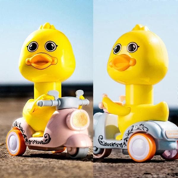Motorcykel Pressa Ankungen Pushback Bil Barnleksaksbil Babys Tröghetsbil 2st-Blå+Rosa
