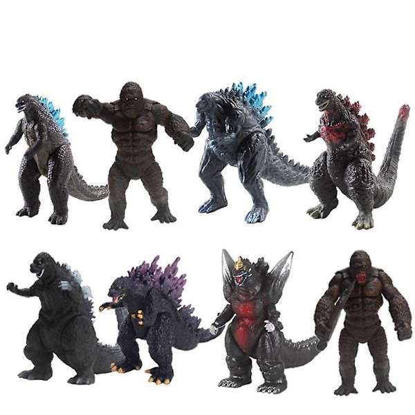 2024 8 st Godzilla vs Kong film 3,5\" actionfigurer leksak Godzilla King Kong Titan Beast samling modell barn present