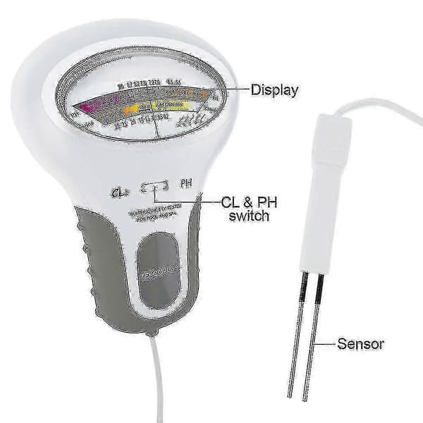 Vandkvalitetsanalysator, Digital Klor- og pH Cl2-Tester til Swimmingpools, Spa Vandkvalitetsanalysator med Sonde til Hjemmepools eller Spa