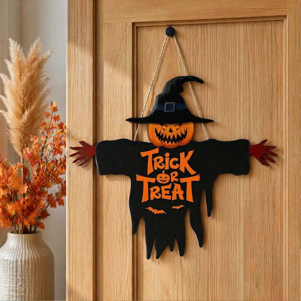 Halloween Dørskilt i Tre – Knask eller Knep – til Veranda A