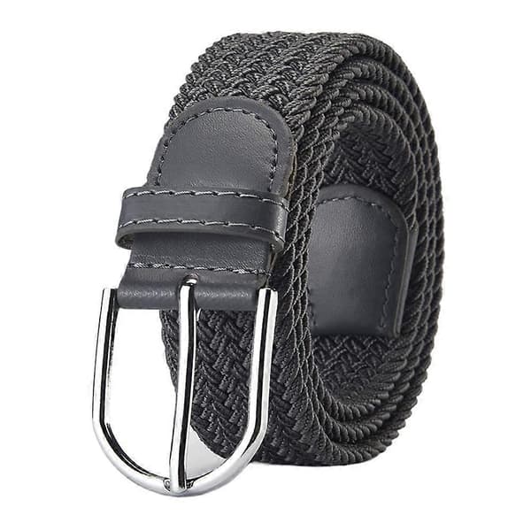 Vevd elastisk uformelt belte med legeringsspenne i lerret, unisex midjestropp Gray