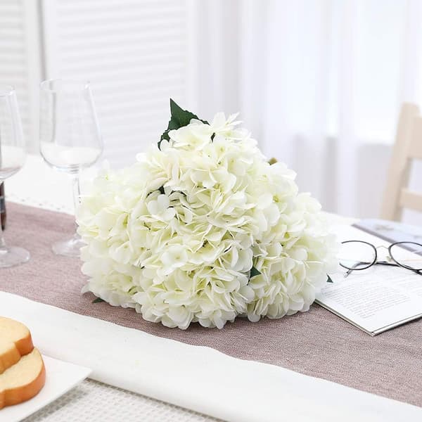 5 Stems of Artificial Silk Hydrangeas with Individual Long Stems and 6.3 Inch Head