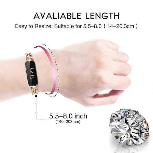 For Fitbit Inspire 3 Rhinestone Dekor Legering Håndleddsrem Erstatning Smartklokkebånd Style B