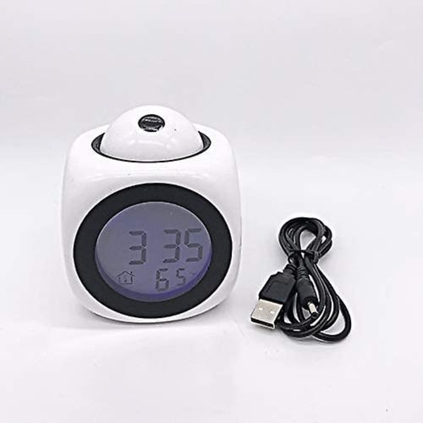 Digital takprojektorklocka med bakgrundsbelysning, batteridriven LED-skärm, projektorklocka med bakgrundsbelysning, batteridriven roterande väckarklocka