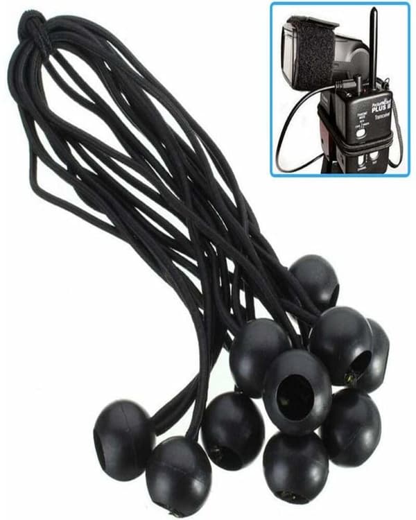30 stk. Bungee Snore, Gummi Bungee Snore med Elastisk Bold til Presenninger, Telte, Bannere, Flag, Camping, Pavillon (Sort)